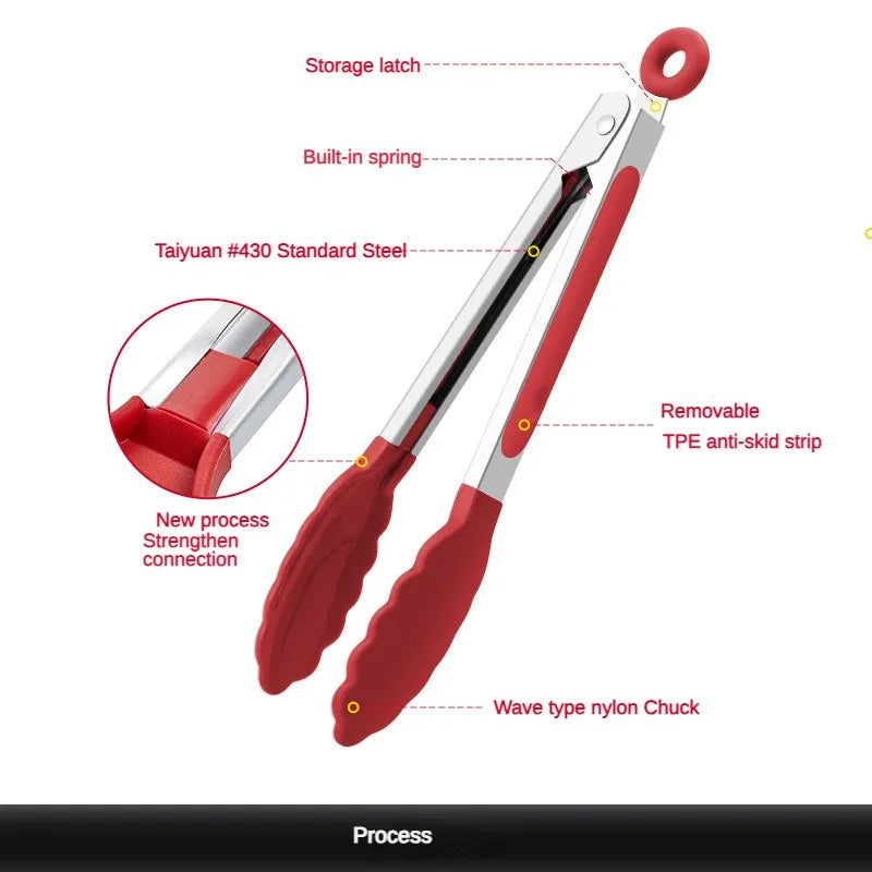 GripEase Silicone Kitchen Tongs Set