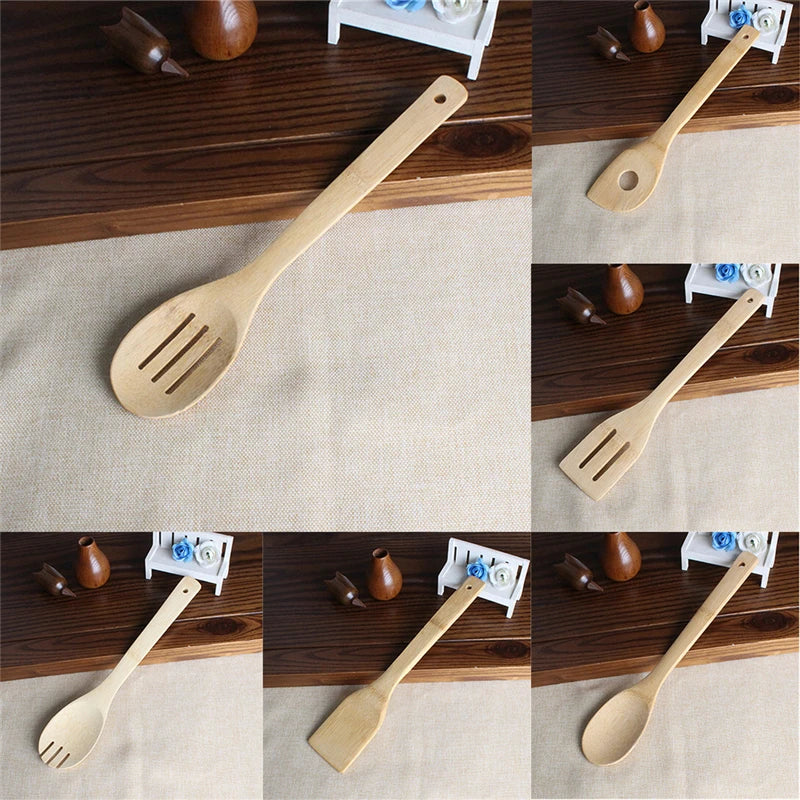 EcoBamboo Wooden Kitchen Utensil Set with Holder
