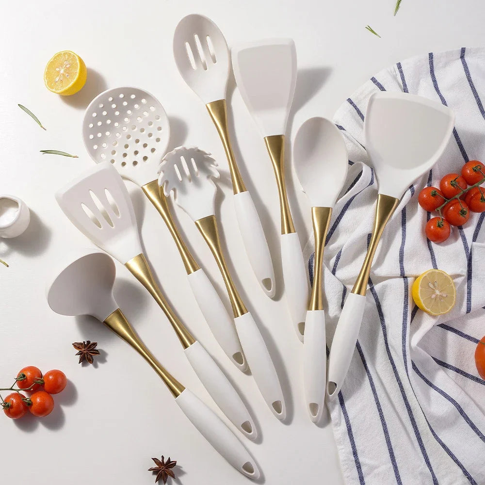 LuxeGold Silicone Kitchen Utensil Set