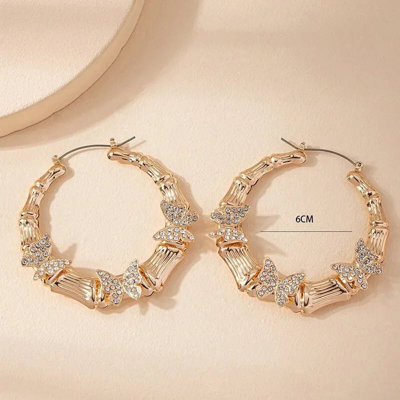 Butterfly Glam Crystal Hoop Earrings