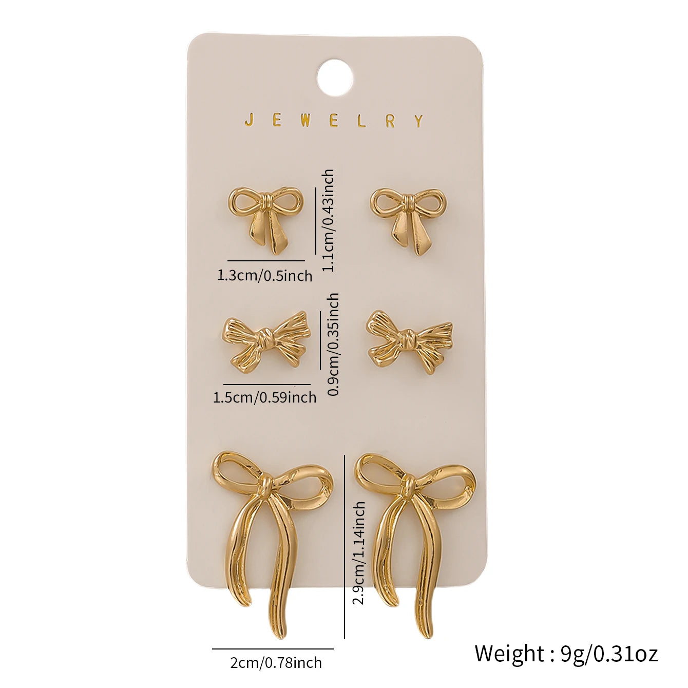 Golden Bow Elegance Earring Set