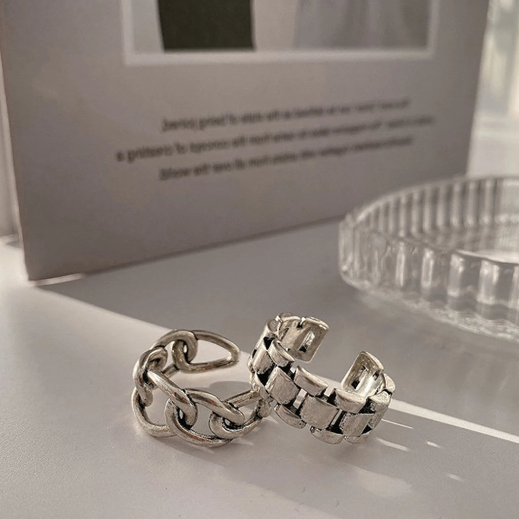 Linked Edge Silver Ring