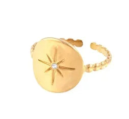 Bold Axis Geometric Gold Ring