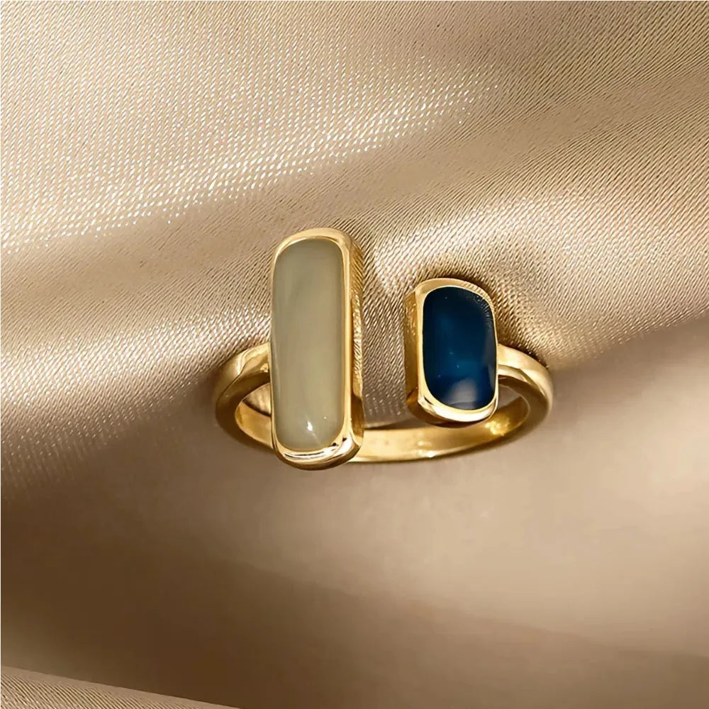 Dual Elegance Adjustable Stone Ring