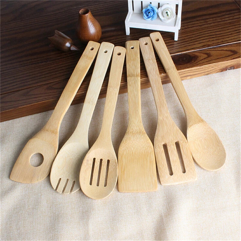 EcoBamboo Wooden Kitchen Utensil Set with Holder