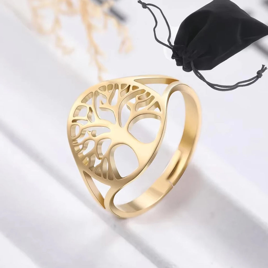 Tree of Life Gold Statement Ring