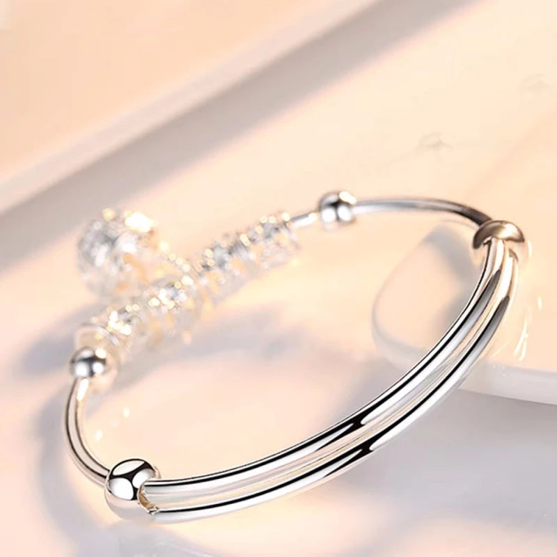 Silver Harmony Charm Bangle