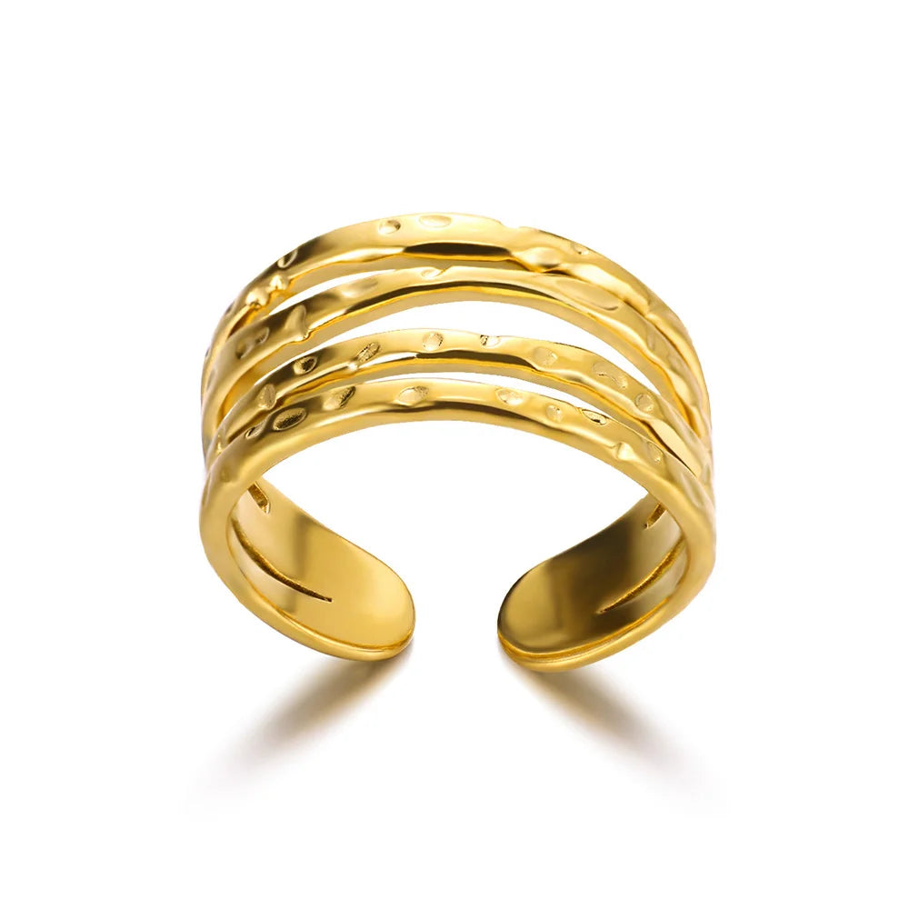 Aurora Curve Adjustable Gold Ring Collection
