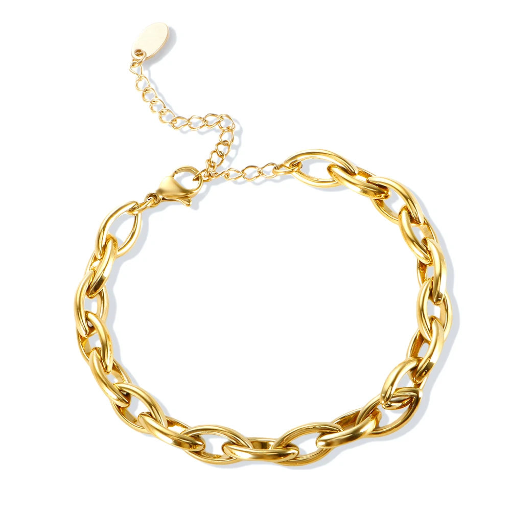 Golden Heart Charm Link Bracelet