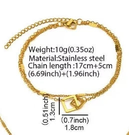 Golden Heart Charm Link Bracelet