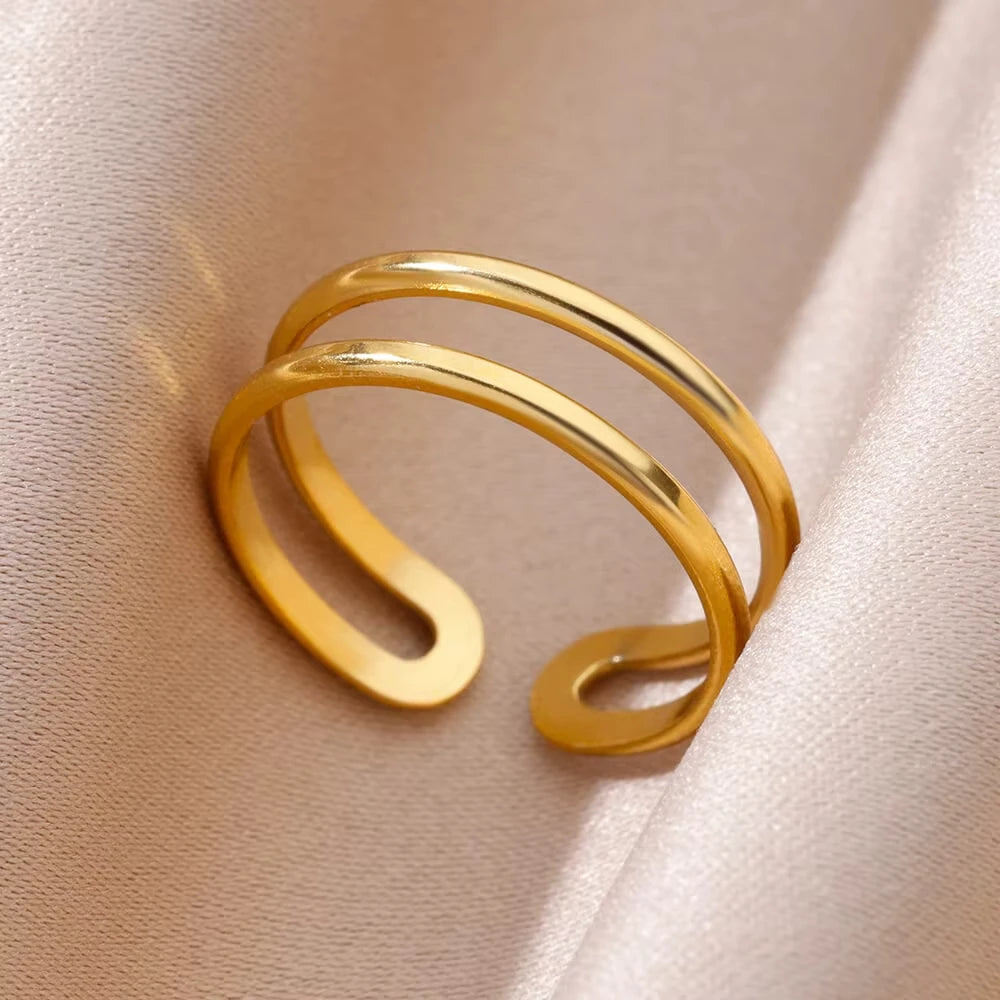 Aurora Curve Adjustable Gold Ring Collection