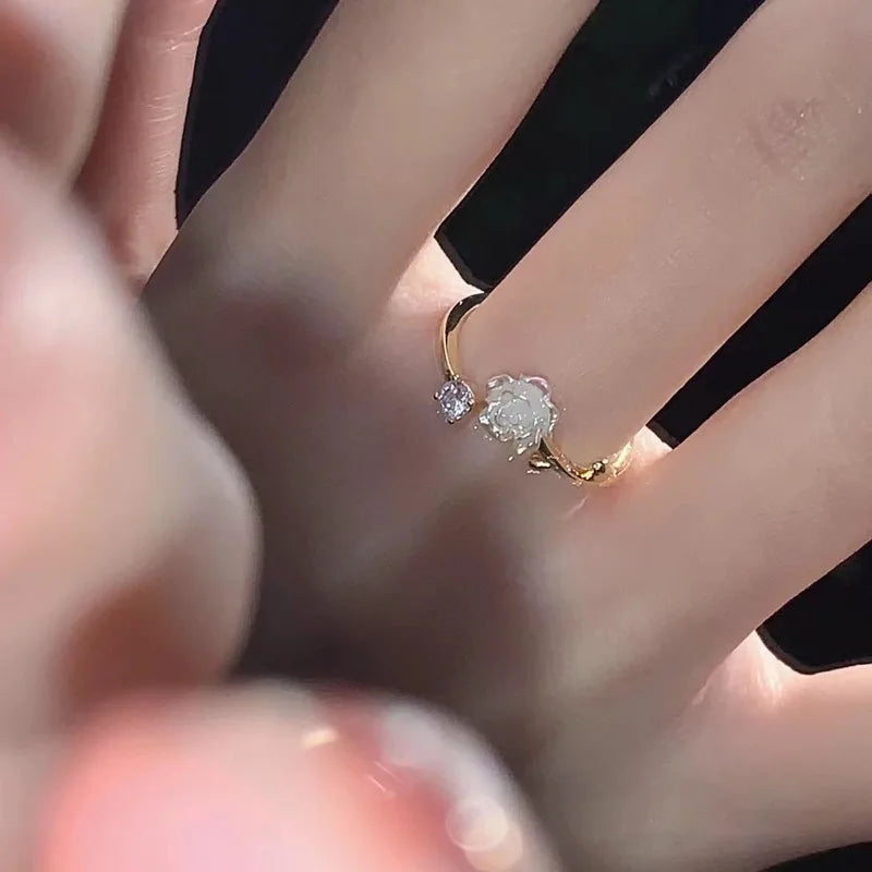 BloomGrace Adjustable Rose Ring