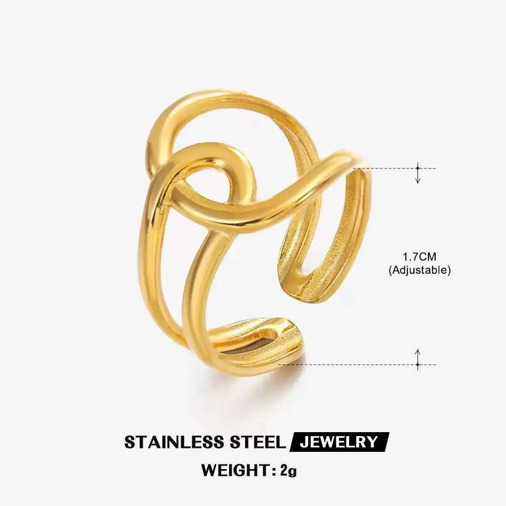 Bold Axis Geometric Gold Ring