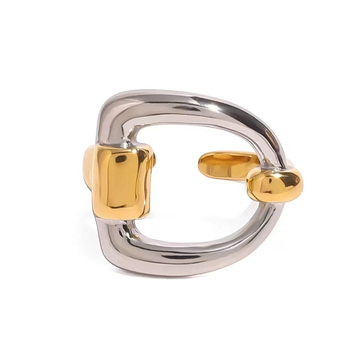 Bold Axis Geometric Gold Ring